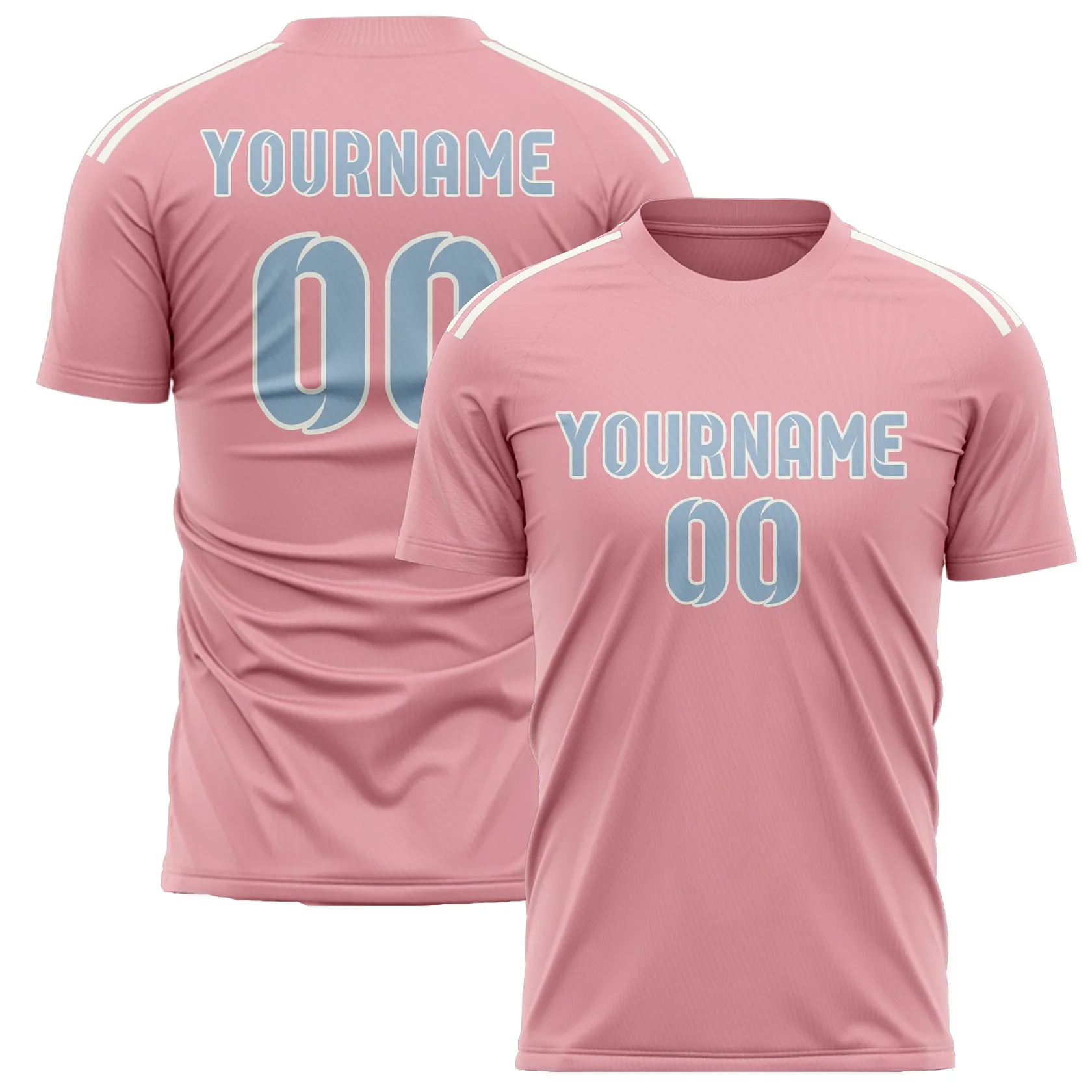Custom Light Pink Light Blue Soccer Jersey sold by Tailorly