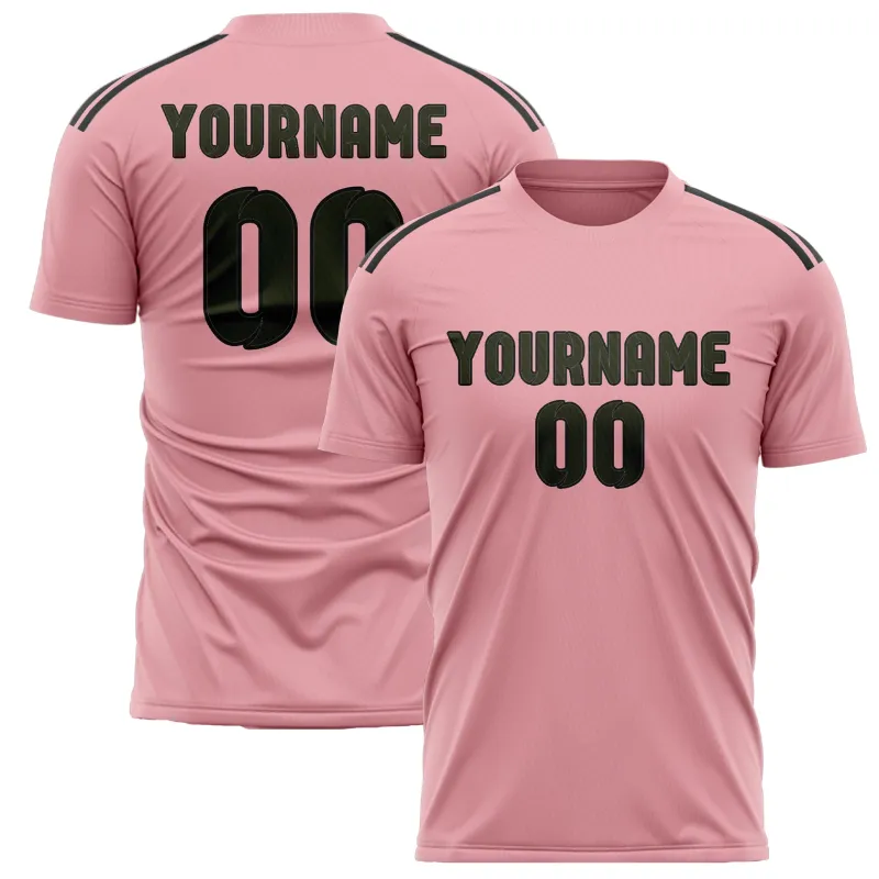 Custom Light Pink Olive Soccer Jersey made by Tailorly
