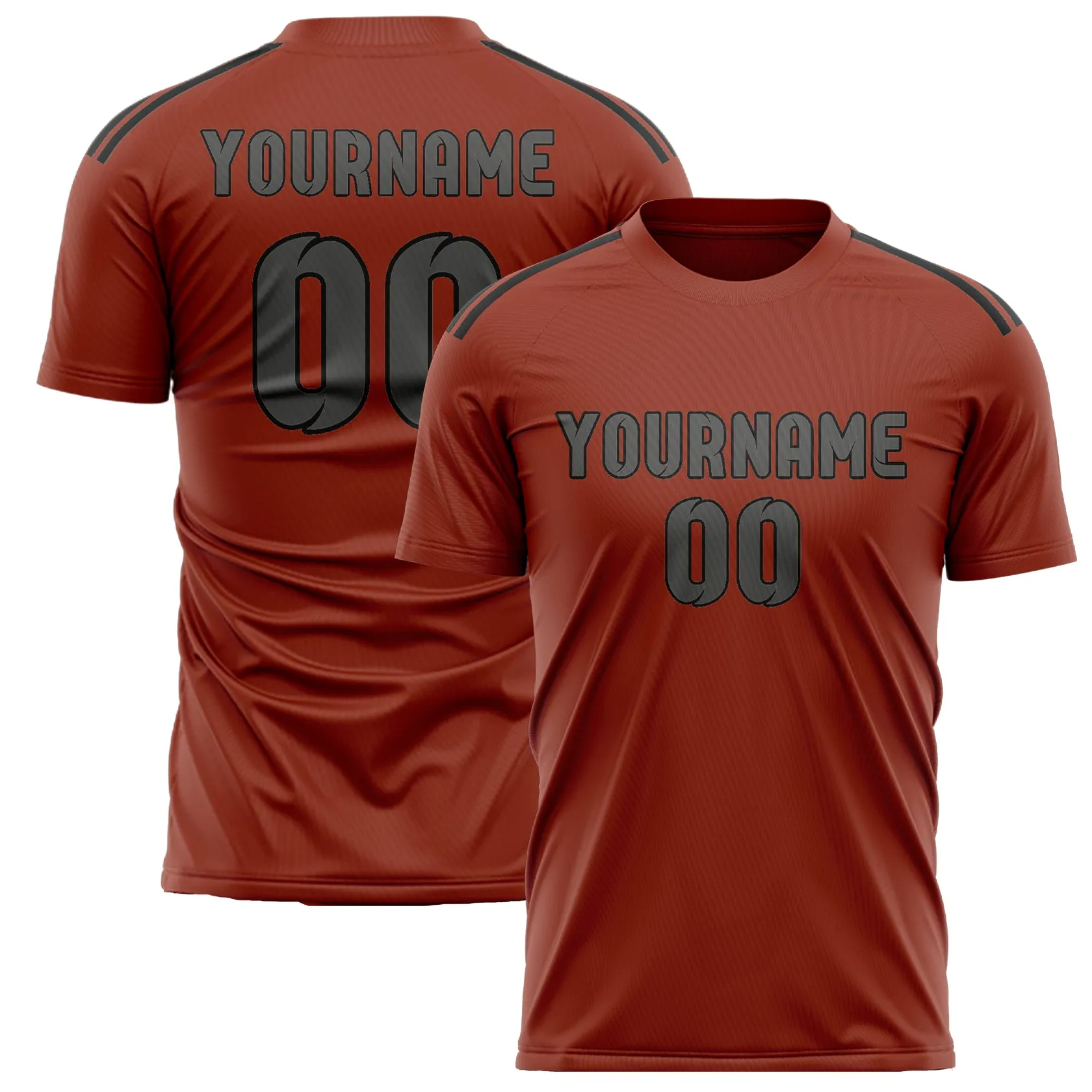 Custom Coral Red Dark Grey Soccer Jersey sold by Tailorly
