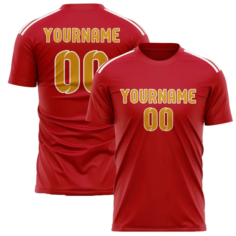 Custom Red Yellow Soccer Jersey made by Tailorly