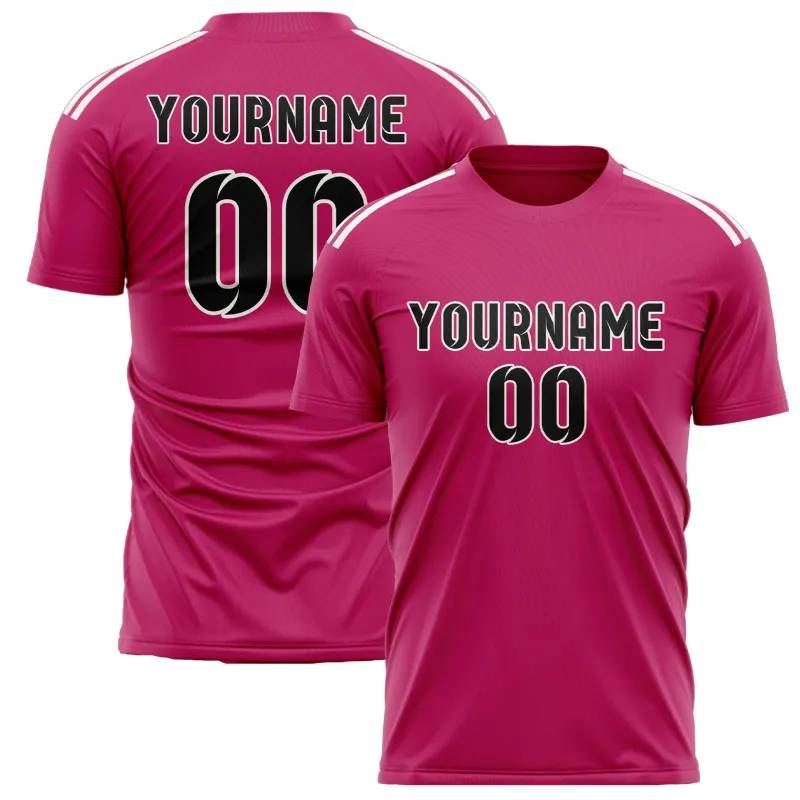 Custom Pink Black Soccer Jersey made by Tailorly