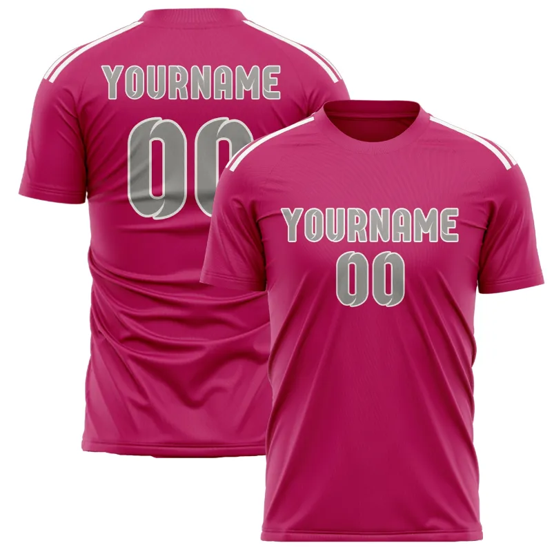 Custom Pink Gray Soccer Jersey made by Tailorly