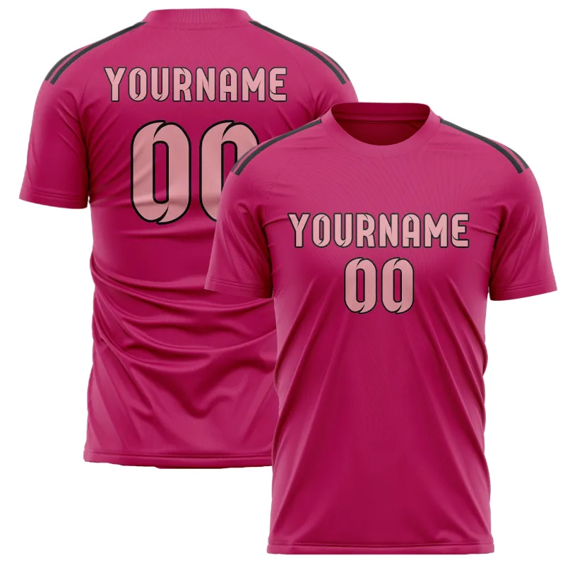 Custom Pink Light Pink Soccer Jersey made by Tailorly