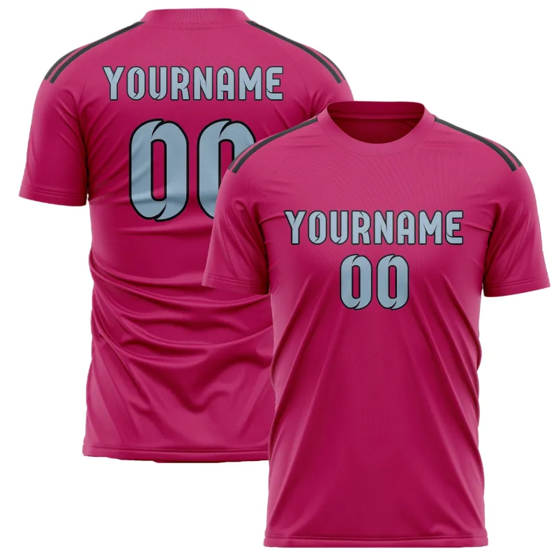 Custom Pink Light Blue Soccer Jersey made by Tailorly
