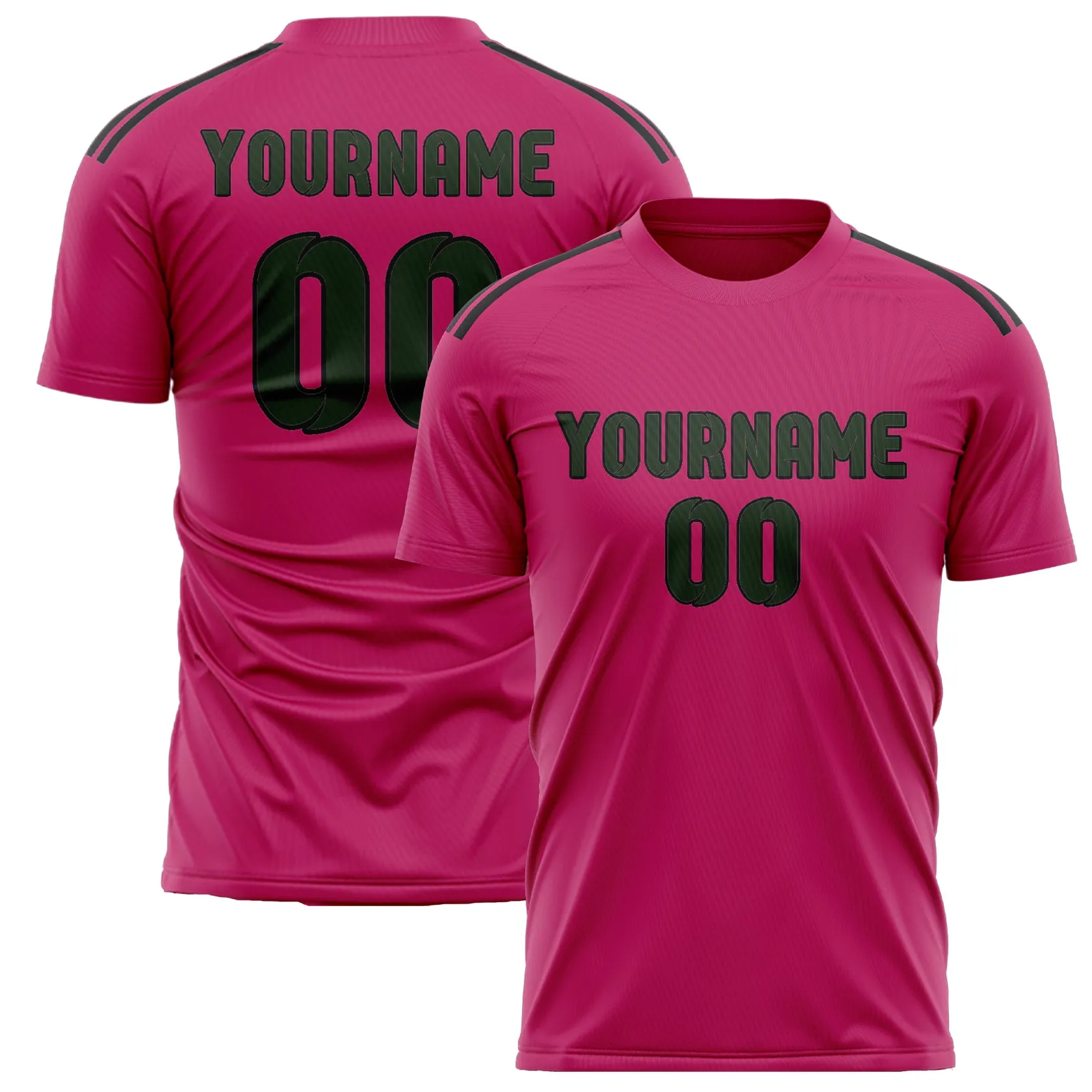Custom Pink Dark Green Soccer Jersey sold by Tailorly