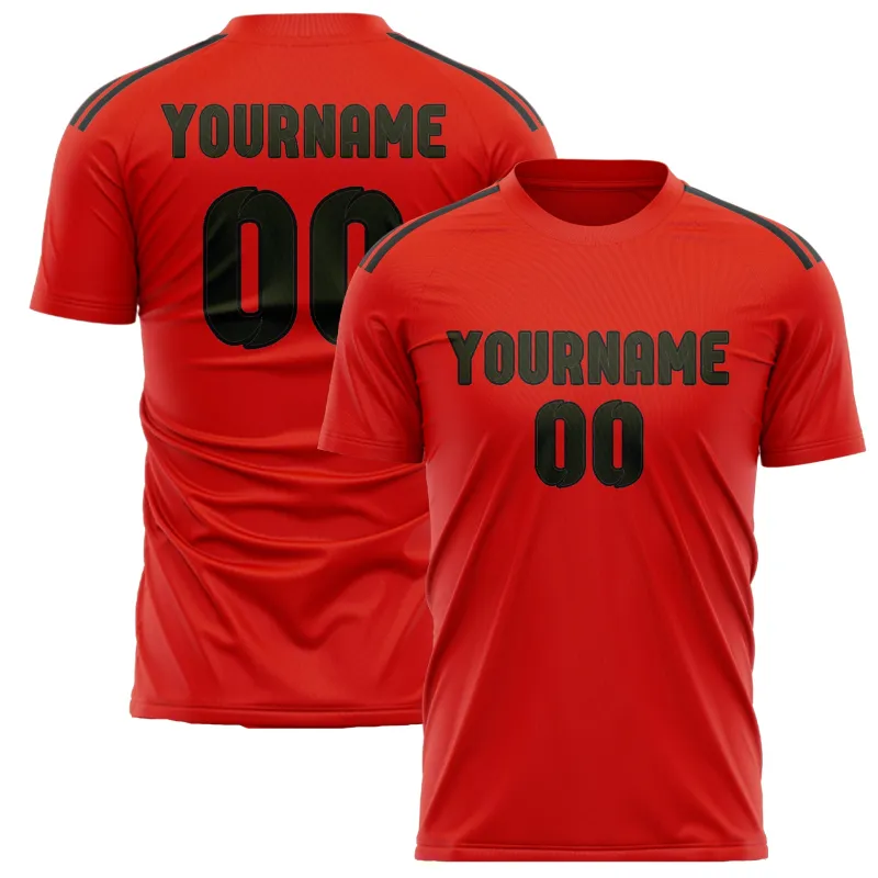 Custom Orange Red Olive Soccer Jersey made by Tailorly