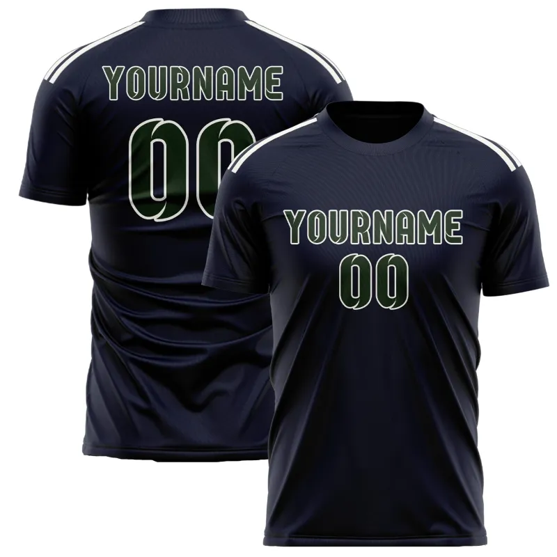 Custom Navy Dark Green Soccer Jersey made by Tailorly