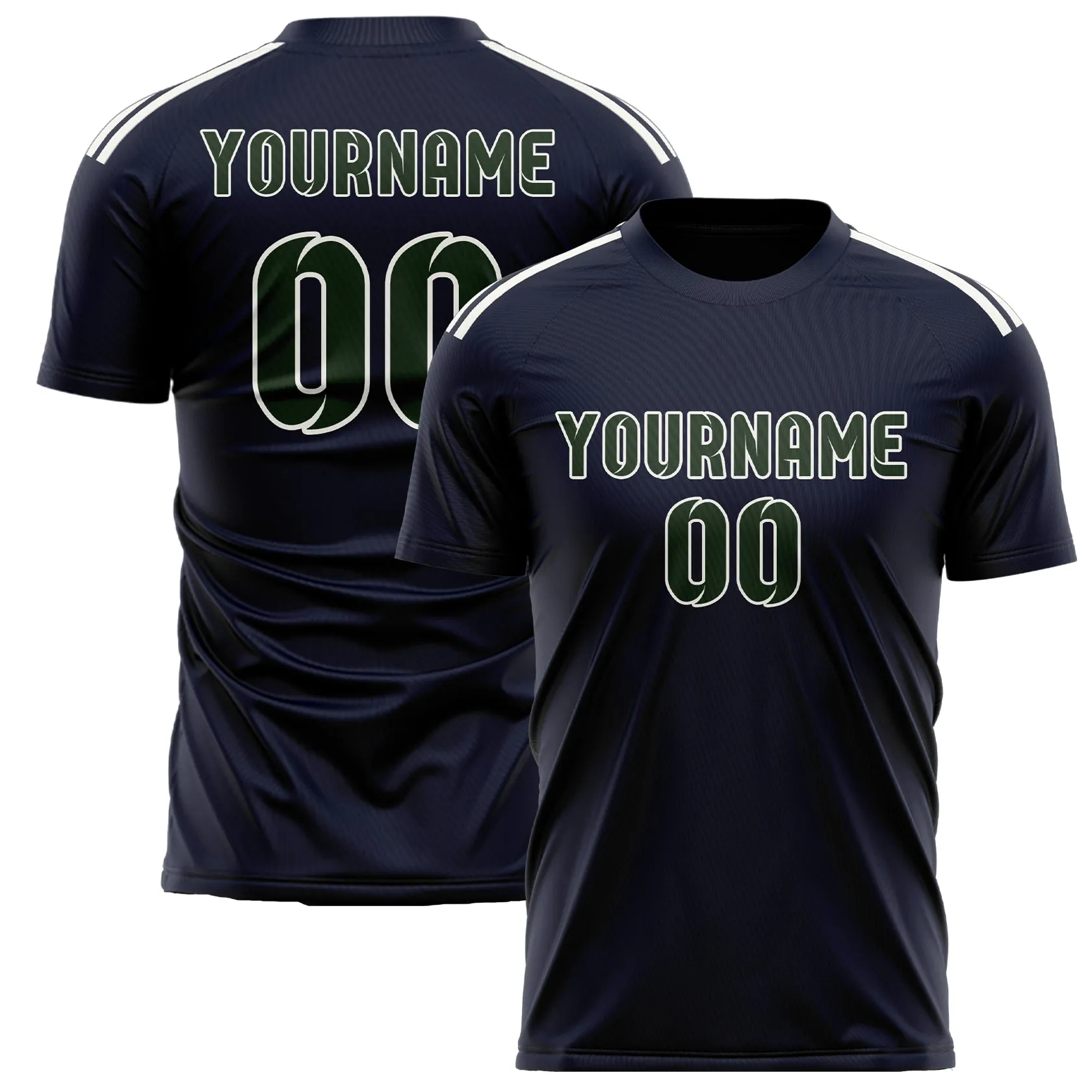 Custom Navy Dark Green Soccer Jersey sold by Tailorly