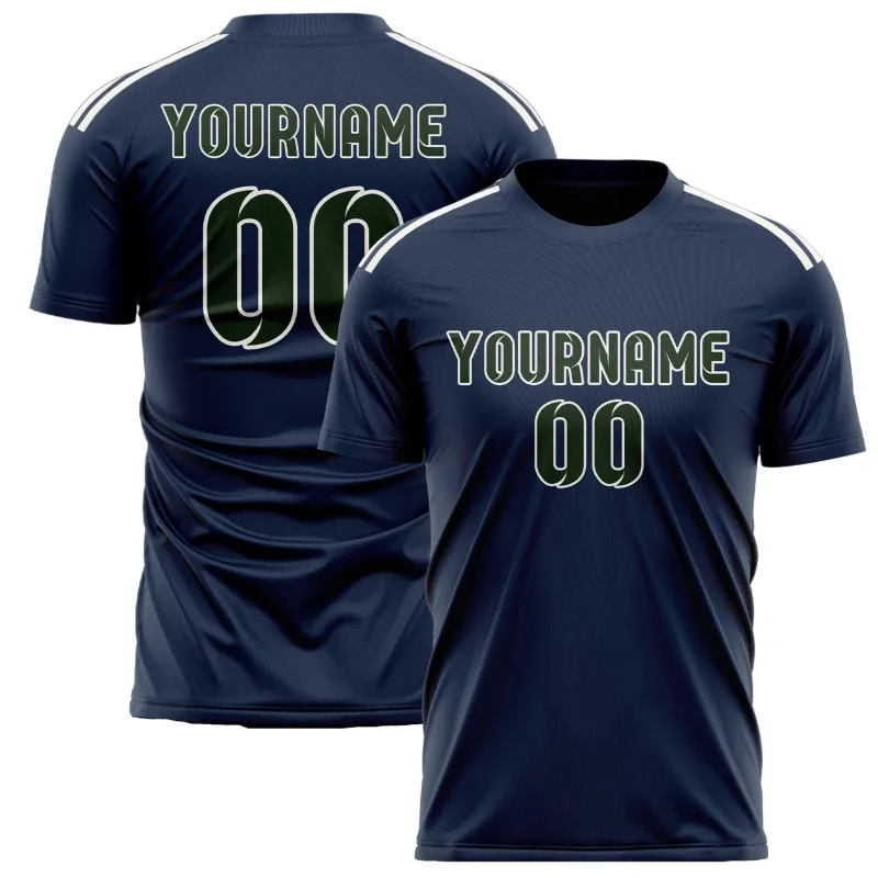 Custom Blue Dark Green Soccer Jersey made by Tailorly