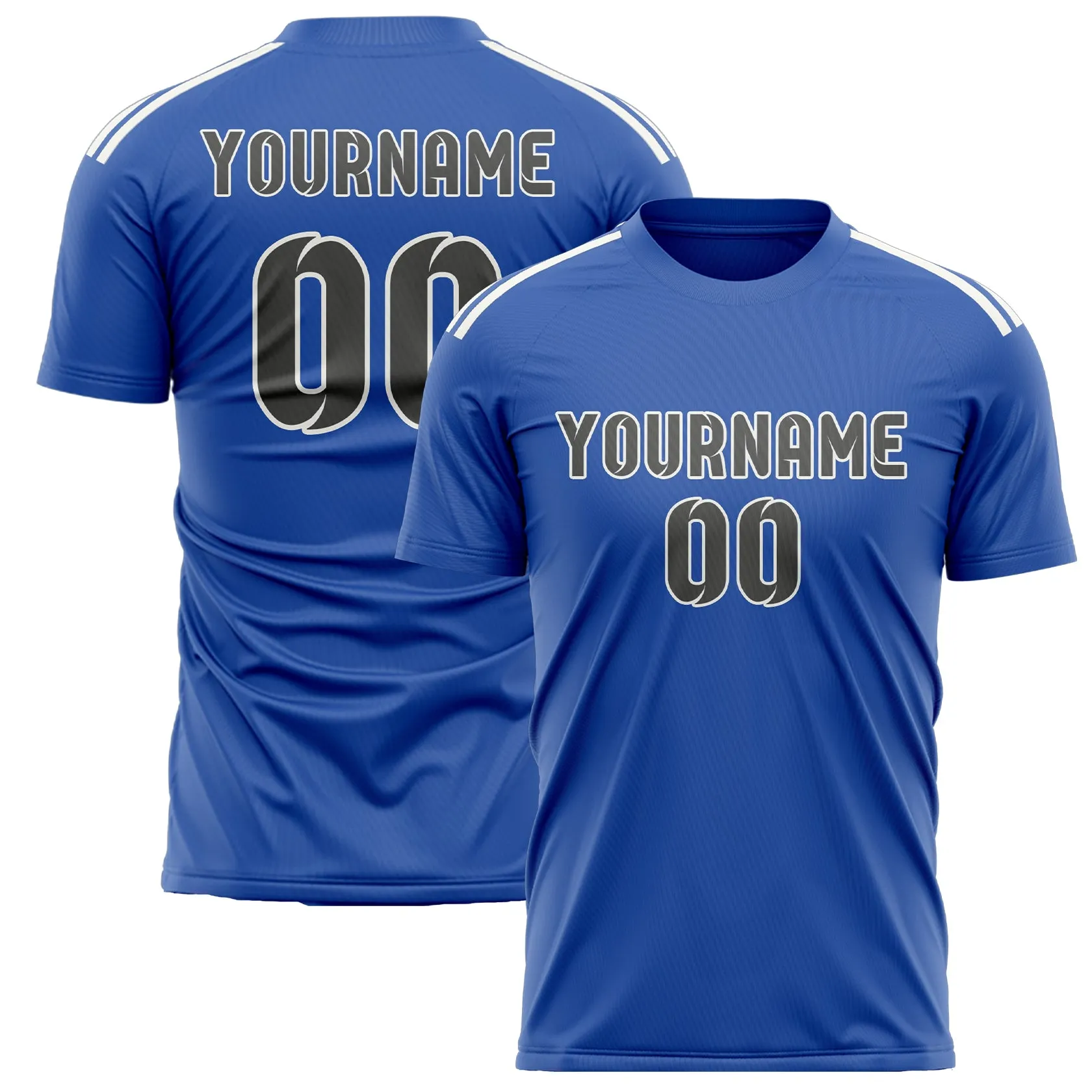 Custom Sky Blue Dark Grey Soccer Jersey sold by Tailorly