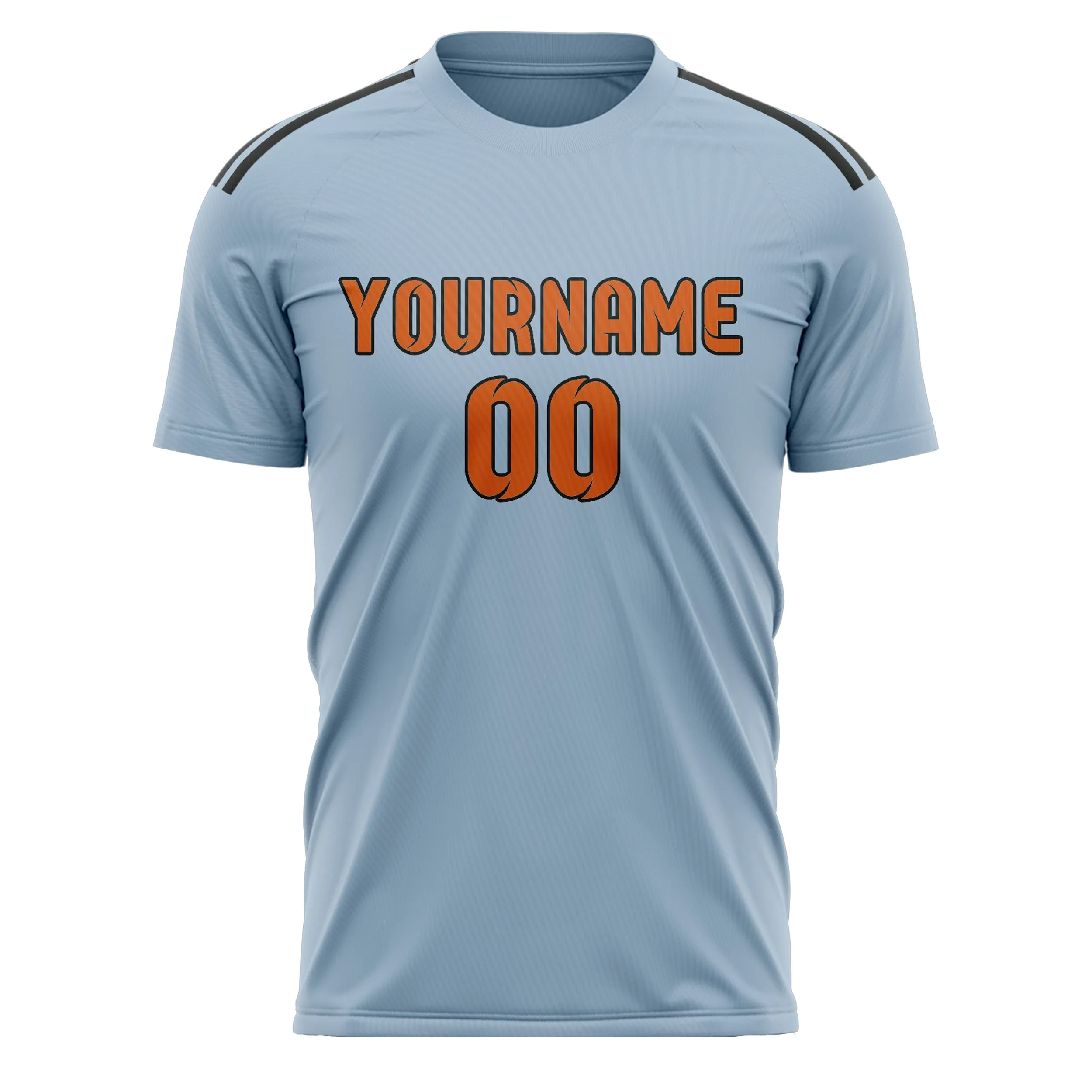 Custom Light Blue Orange Soccer Jersey sold by Tailorly product image thumbnail 2