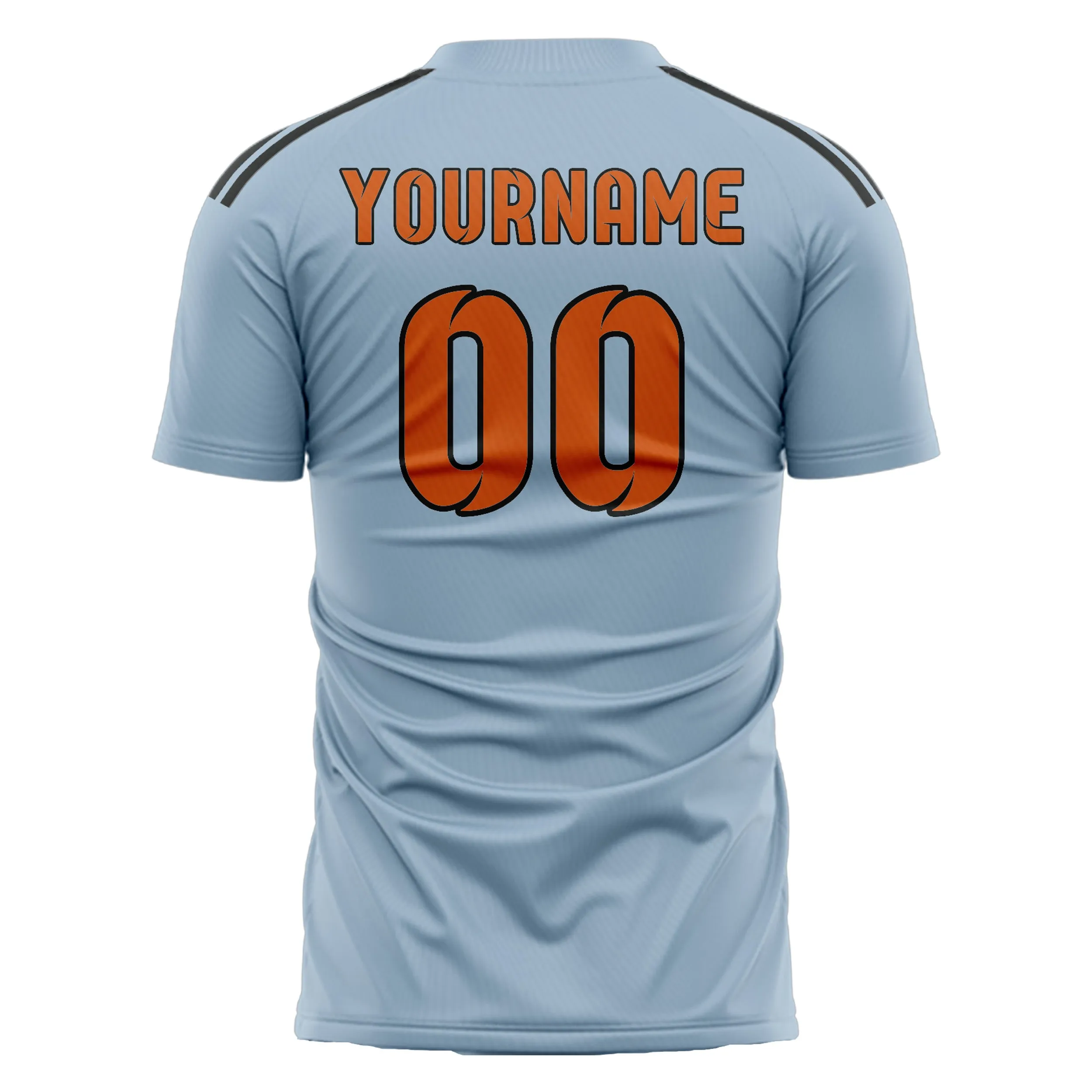 Custom Light Blue Orange Soccer Jersey sold by Tailorly product image thumbnail 3