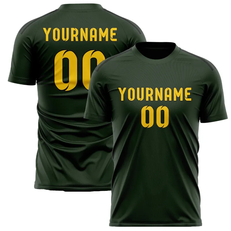 Custom Dark Green Gold Soccer Jersey made by Tailorly
