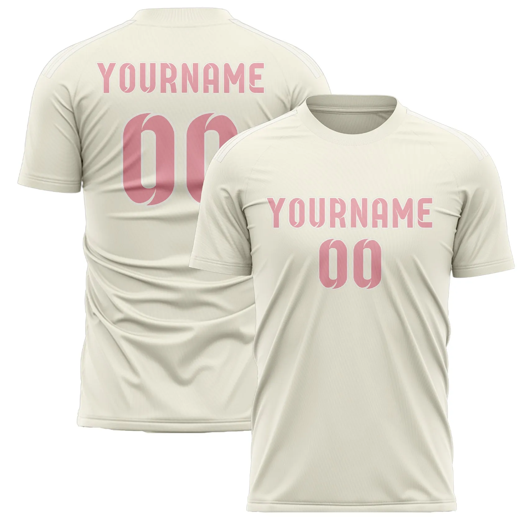 Custom Cream Light Pink Soccer Jersey sold by Tailorly