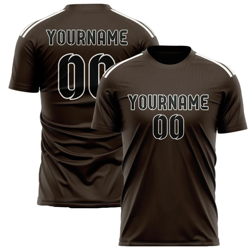 Custom Brown Black Soccer Jersey made by Tailorly