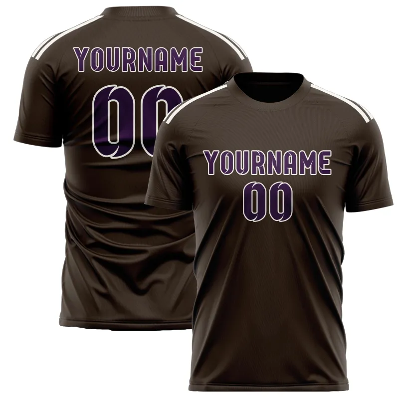 Custom Brown Purple Soccer Jersey made by Tailorly