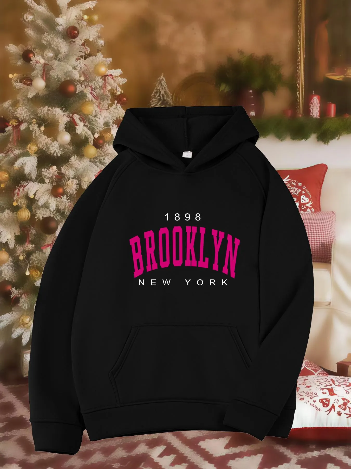 Tailorly Women's Printed Hoodie - 1898 Brooklyn New York Retro Urban College Sweatshirt sold by Tailorly