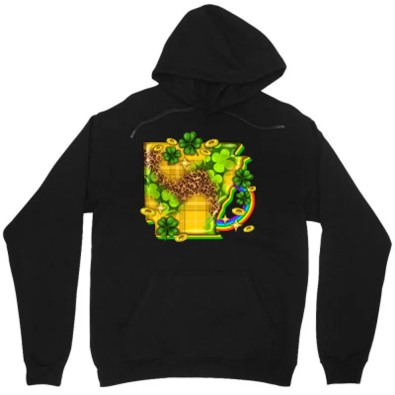 Tailorly Men's Printed Hoodie - Vivid Clover Fields With Coins Rainbow And Lucky Pot Of Gold made by Tailorly