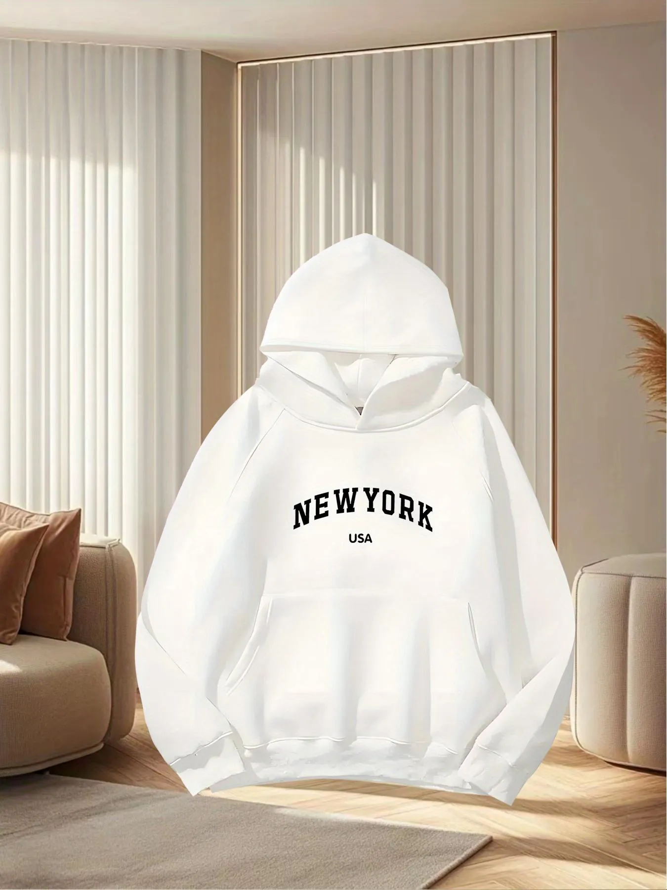 Tailorly Women's Printed Hoodie - Minimal Bold Lettering Emphasizing New York Usa Hoodie sold by Tailorly