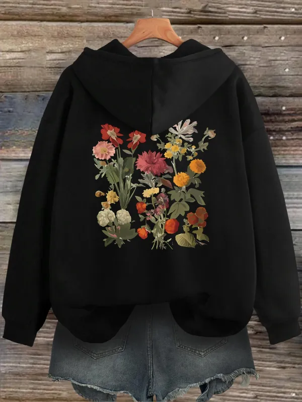 Tailorly Women's Printed Hoodie - Wildflowers Arranged In A Natural Bouquet Among Lush Greenery Hoodie made by Tailorly
