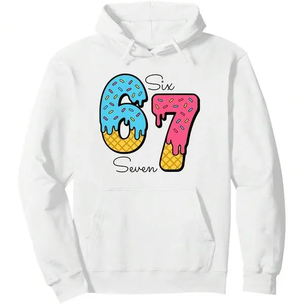 Tailorly Men's Printed Hoodie - Colorful Icing Drips With Numbers And Handwritten Six Seven sold by Tailorly