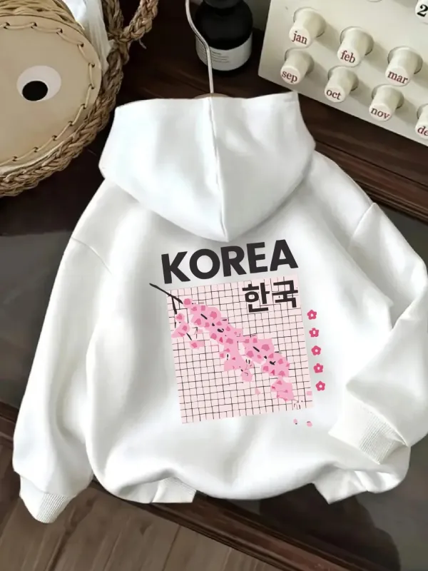 Tailorly Women's Printed Hoodie - Korea Pink Blossoms Grid Overlapped With Decorative Graphic made by Tailorly