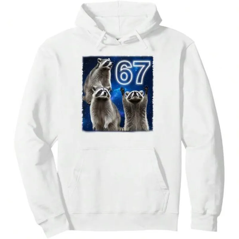 Tailorly Men's Printed Hoodie - Blue Night With Shining Stars Surrounding Three Playful Raccoons made by Tailorly