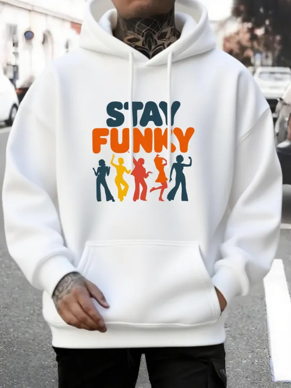 Tailorly Men's Printed Hoodie - Stay Funny With Colorful Dancing Silhouettes People made by Tailorly