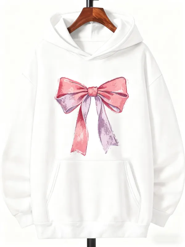 Tailorly Men's Printed Hoodie - Blush Watercolored Ribbon With Soft Gentle Light Bow made by Tailorly