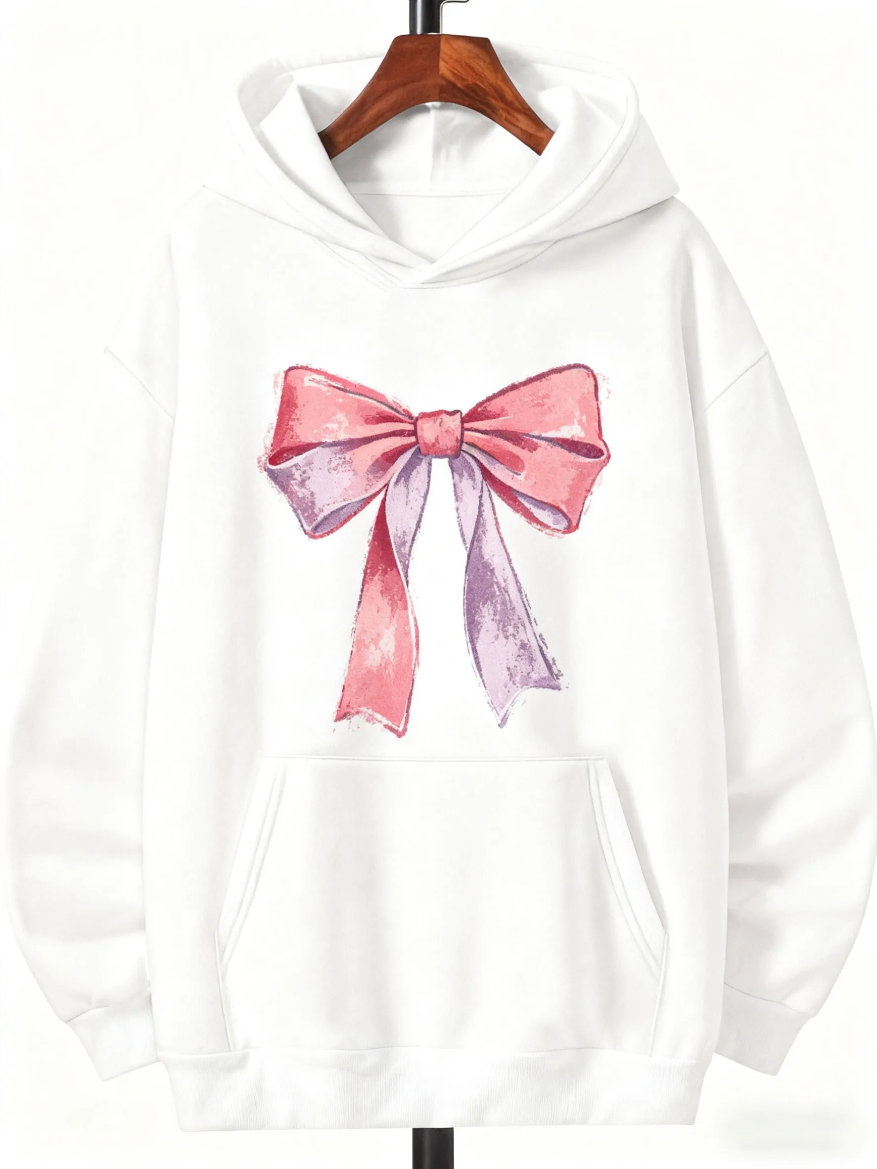 Tailorly Men's Printed Hoodie - Blush Watercolored Ribbon With Soft Gentle Light Bow sold by Tailorly