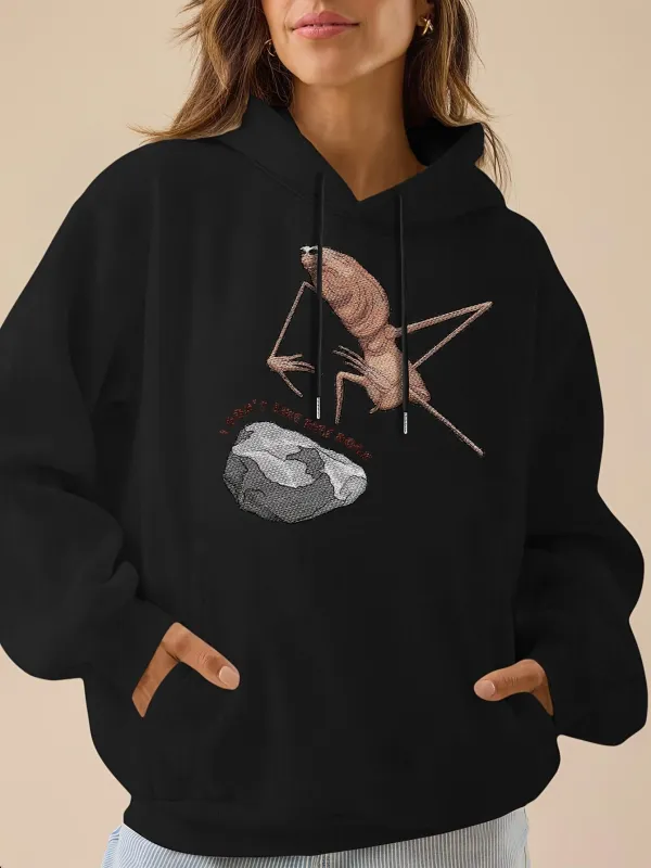 Tailorly Women's Printed Hoodie - Peaceful Night With Large Brown Insect Resting On Rock made by Tailorly