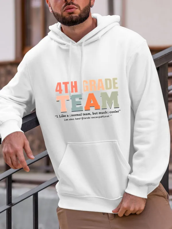 Tailorly Men's Printed Hoodie - 4th Grade Team Multicolor Bold Letters Classroom Hoodie made by Tailorly