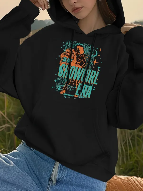 Tailorly Women's Printed Hoodie - Retro Neon Colors With Abstract Shapes And Text Cowgirl Era made by Tailorly