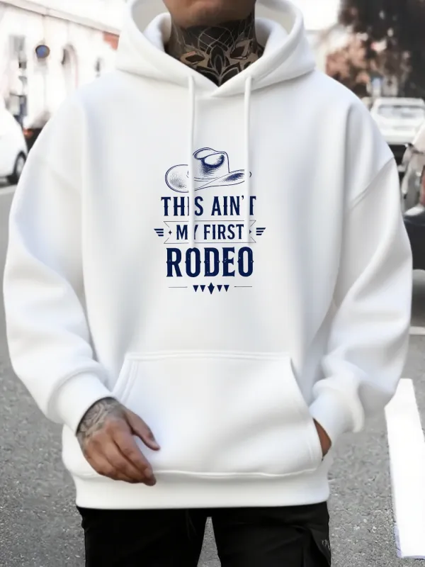 Tailorly Men's Printed Hoodie - This Aint My First Rodeo With Simple Hat Graphic Design Rodeo made by Tailorly