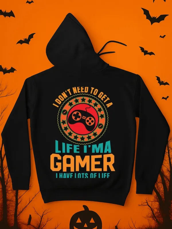 Tailorly Men's Printed Hoodie - I Dont Need To Get A Life Im A Gamer With Stars And Classic Gamepad Graphic Gamer made by Tailorly