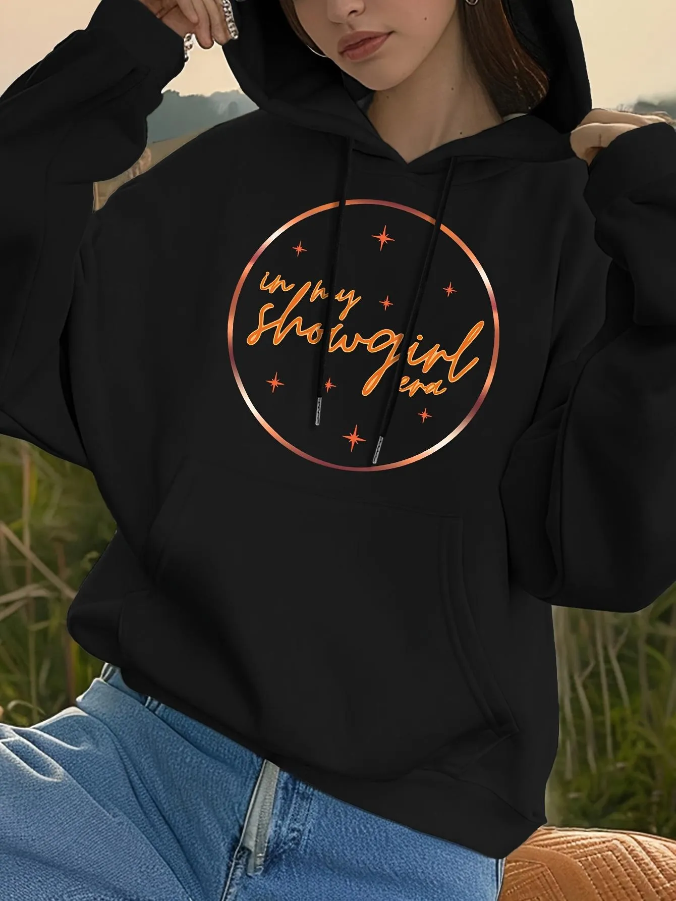 Tailorly Women's Printed Hoodie - Western Showgirl Moonlight Glow With Shining Stars Hoodie sold by Tailorly