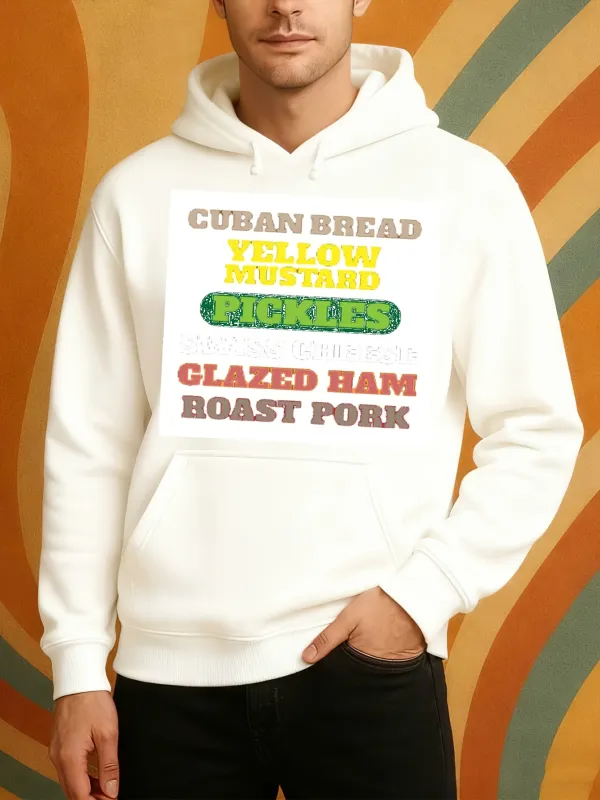 Tailorly Men's Printed Hoodie - Cuban Bread With Yellow Mustard Pickles Glazed Ham Roast Pork Hoodie made by Tailorly