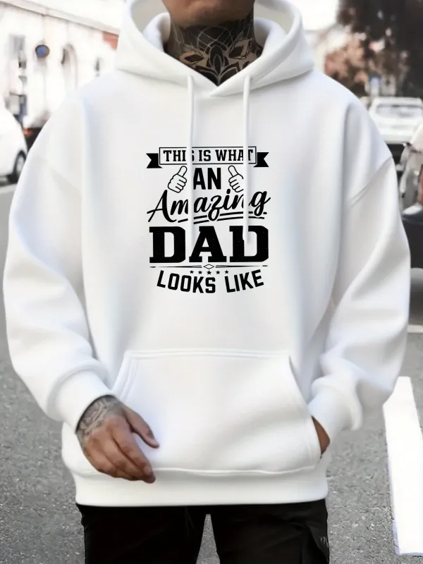 Tailorly Men's Printed Hoodie - This Is What An Amazing Dad Looks Like Bold Black Typography Sweatshirt made by Tailorly