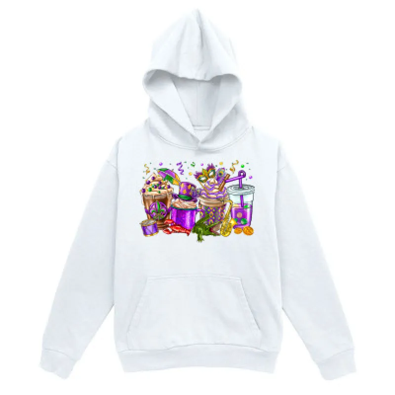 Tailorly Men's Printed Hoodie - Colorful Party Decorations With Confetti Balloons And Wrapped Presents made by Tailorly