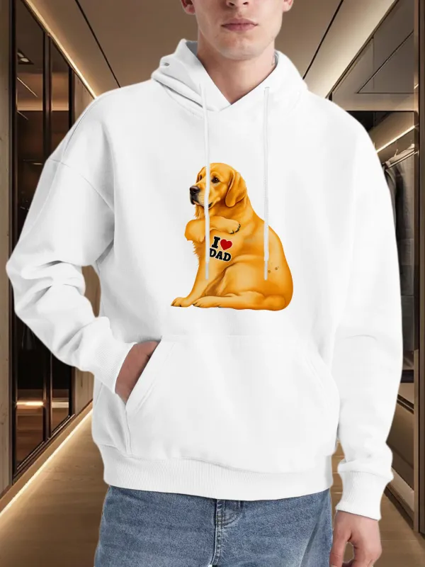 Tailorly Men's Printed Hoodie - I Love Sad Golden Retriever Sitting On White Hoodie made by Tailorly