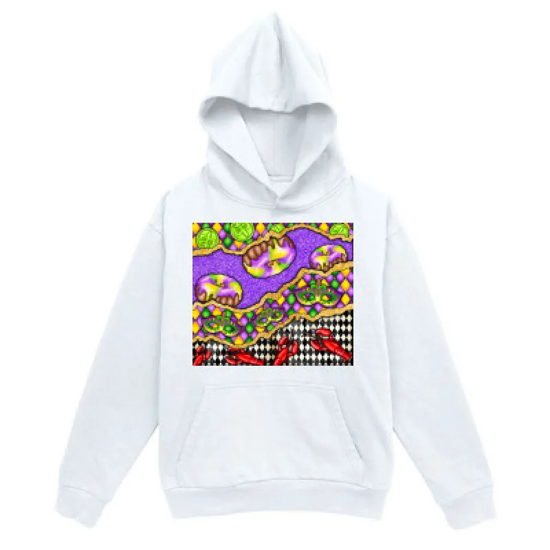 Tailorly Men's Printed Hoodie - Colorful Abstract Patterns With Purple Flowing River Among Mosaic Shapes Landscape made by Tailorly
