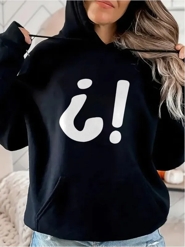 Tailorly Women's Printed Hoodie - Bold White Symbols On Soft Cotton Fabric Hoodie made by Tailorly