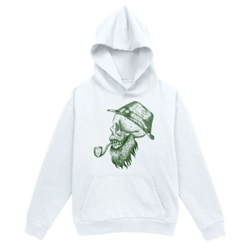 Tailorly Men's Printed Hoodie - Vintage Pipe Smoking Bearded Man Wearing Hat Hoodie made by Tailorly