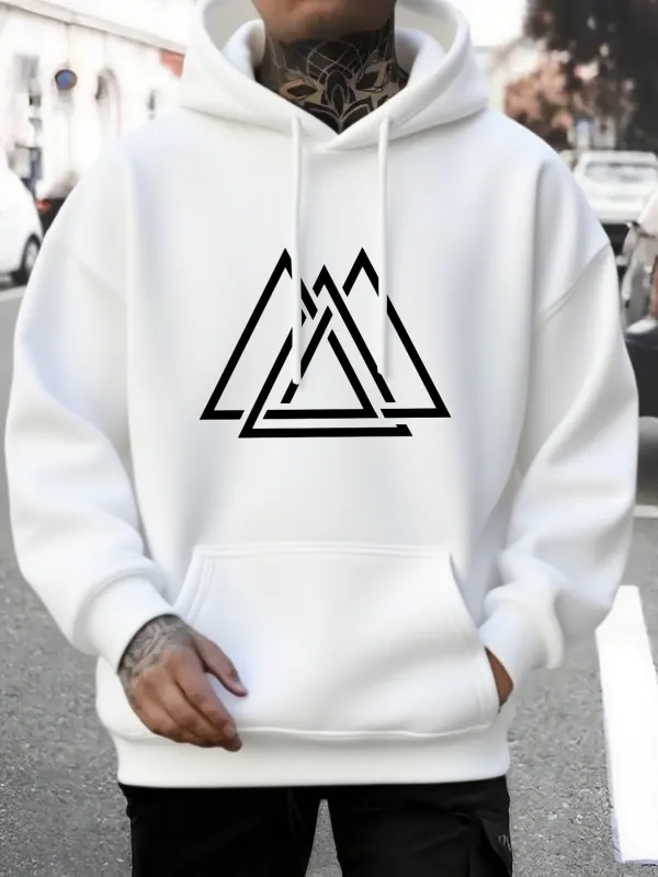 Tailorly Men's Printed Hoodie - Geometric Mountain Peaks With Overlapping Sharp Triangular Shapes Hoodie made by Tailorly