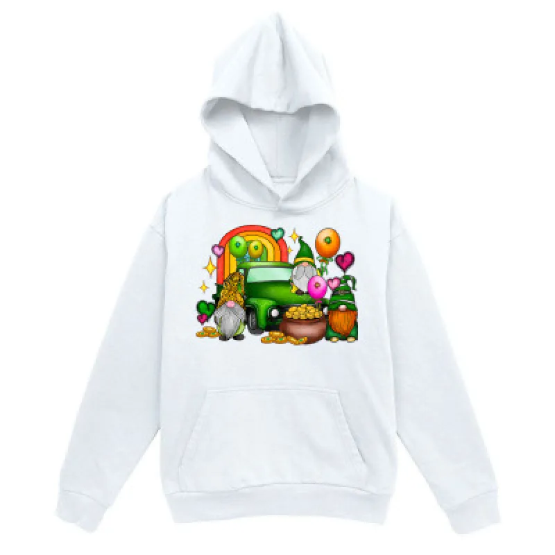 Tailorly Men's Printed Hoodie - Sunny Garden Scene With Balloons Flowers And Picnic Table made by Tailorly