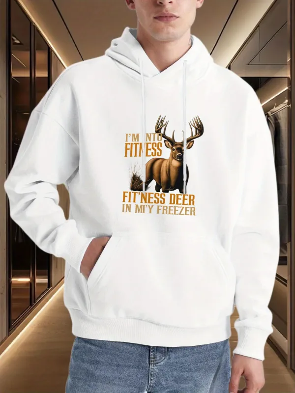 Tailorly Men's Printed Hoodie - Im Not Fitness Fitness Deer In My Freezer Under Bright Cabin Lights Deer made by Tailorly