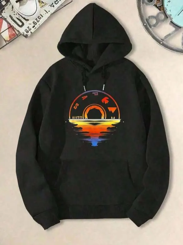Tailorly Women's Printed Hoodie - Sunset Horizon With Vibrant Reflections Over Calm Water made by Tailorly