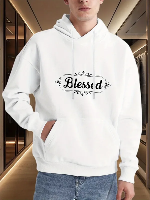 Tailorly Men's Printed Hoodie - Blessed Decorative Floral Frame With Elegant Swirling Accents Hoodie made by Tailorly