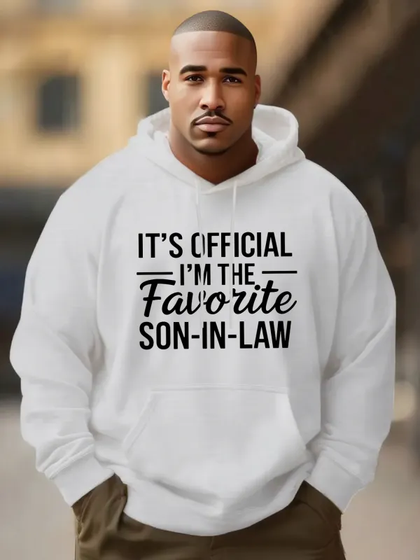 Tailorly Men's Printed Hoodie - Its Official Im The Favorite Son In Law Casual Text Statement Hoodie made by Tailorly