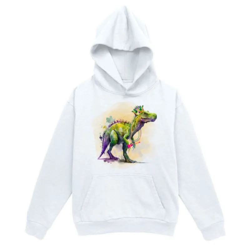 Tailorly Men's Printed Hoodie - Color Splash Artistic Jungle Among Bright Leaves Dinosaur made by Tailorly
